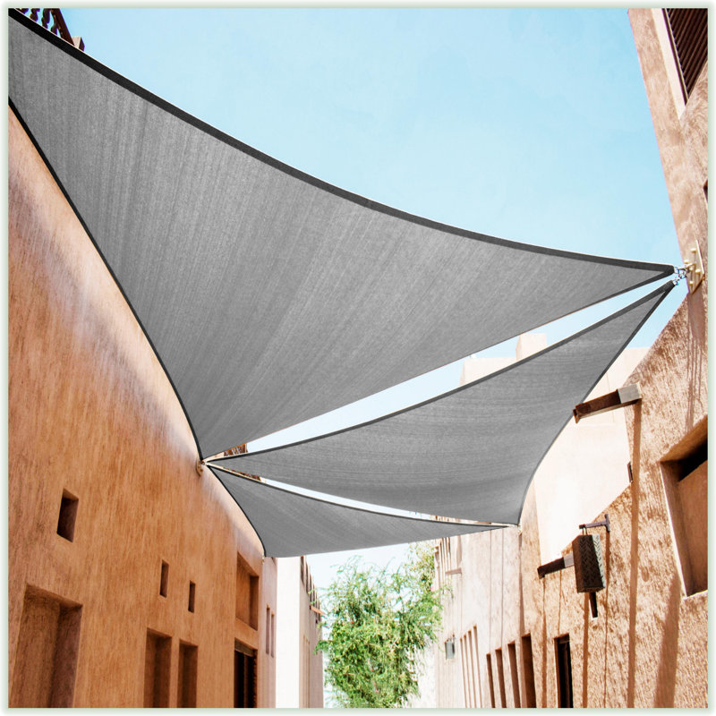 Gray 24 ft Triangle Sun Shade Sail with Stainless Steel Hardware Kit