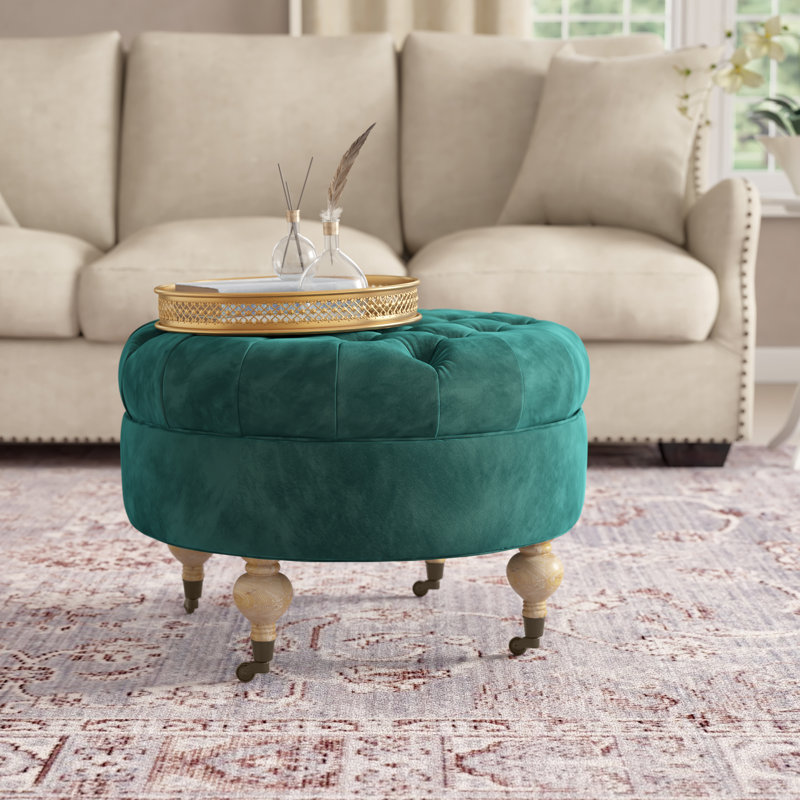 Ronni Velvet Ottoman, Marine
