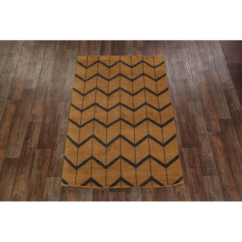 Tapis oriental brun en laine noué à la main Vas