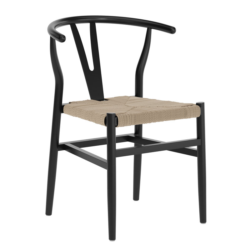 Chaise de salle à manger commerciale en bois et en papier Kraft, 1, Noir