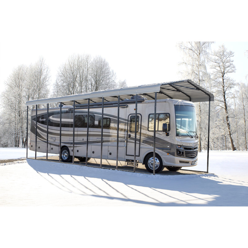 Galvanized Steel Rv Carport, 14X42X14, Eggshell