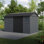 Remise de rangement extérieure en résine durable Keter Newton Plus avec plancher et portes doubles pour meubles de jardin et outils, gris graphite (6 tailles disponibles)