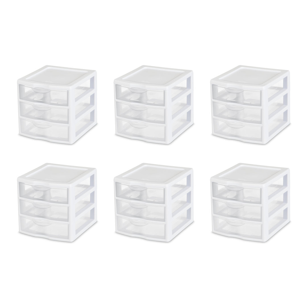 Sterilite Clearview Plastic Multipurpose Small 3 Drawer Desktop Storage Organization Unit for Home, Classrooms, or Office Spaces Sterilite Pack 