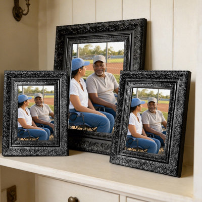 Cadre photo noir 3 pièces 5 "x 7" avec support de table et crochets muraux
