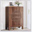 Armoire à chaussures à 5 niveaux Farmhouse Brown avec portes rondes à persiennes pour un rangement élégant et ventilé