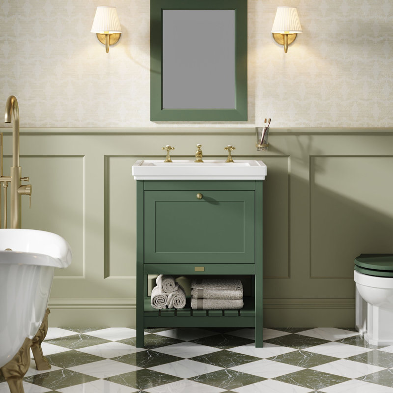 Hartleigh Single Bathroom Vanity with Basin, Hunter Green, 60cm W