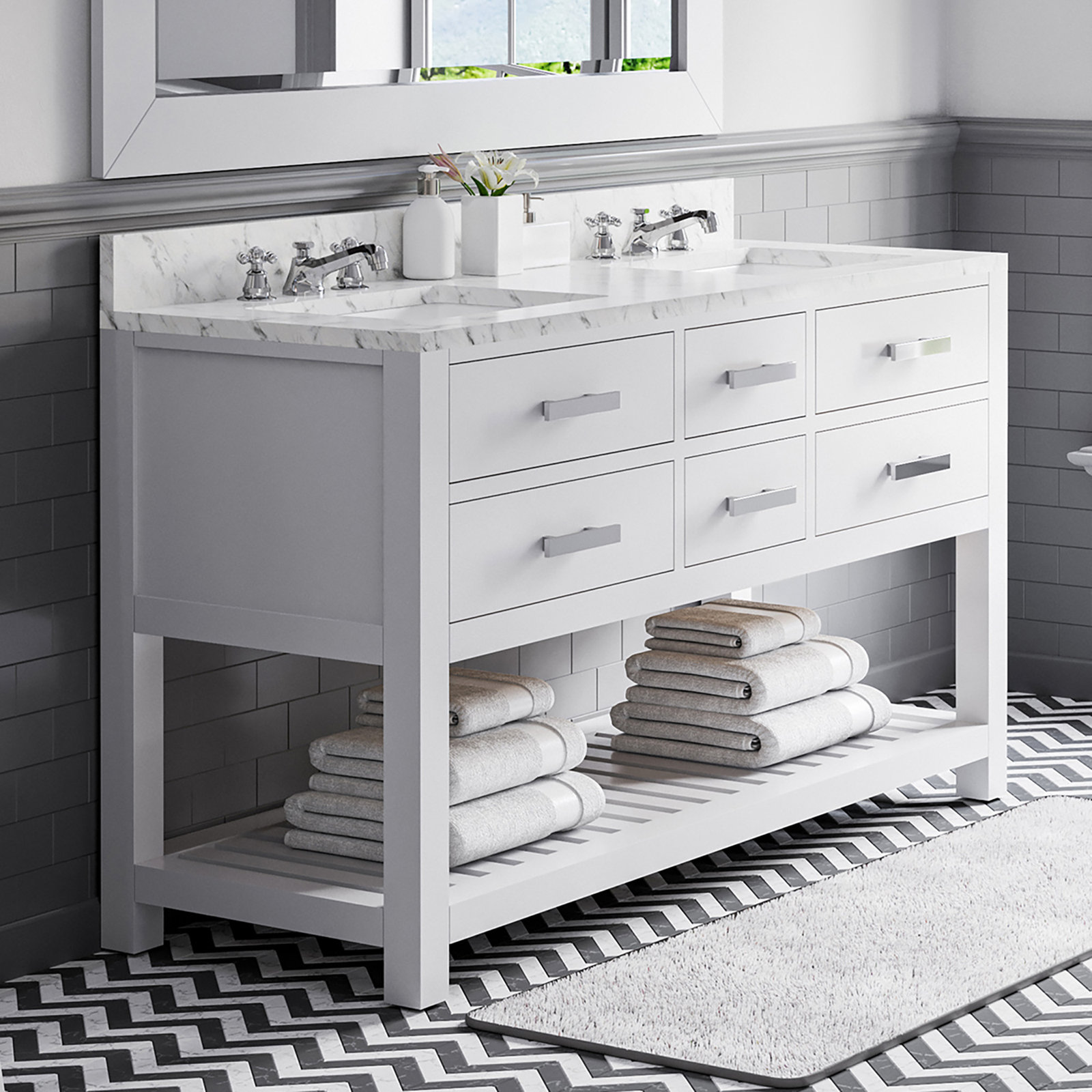 Cronin 60'' Double Bathroom Vanity, Pure White