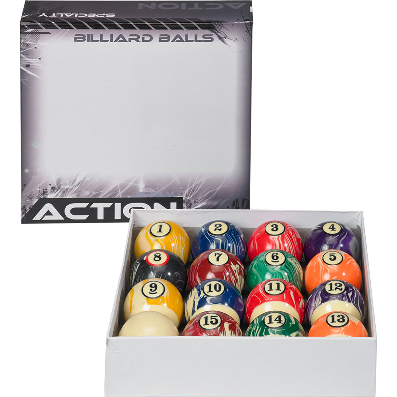 Action BBWM White Marble Billiard Ball Set