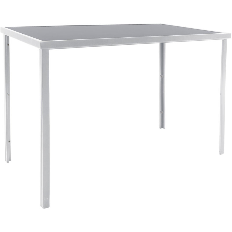 Naples Rectangular White Aluminum and Gray Glass Outdoor Bar Table