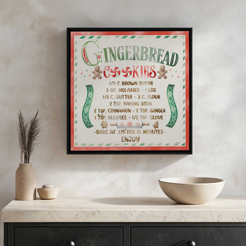 «Gingerbread Cookies» par Nicole DeCamp, reproduction d'art, L 30 po x H 30 po, Érable, Toile avec cadre
