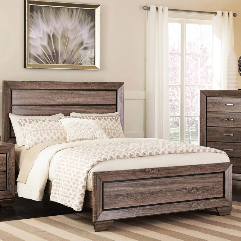 Washed Taupe Queen Panel Bed - Create A Rustic Bedroom Ambiance Size Chic Addition
