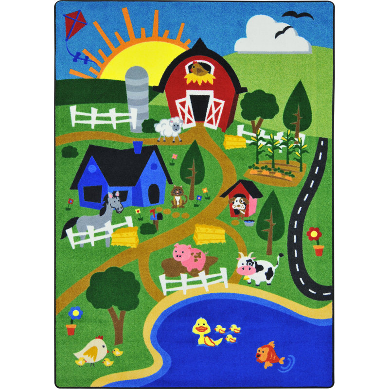 Kid Essentials Happy Farm Area Rug, Rectangle 7'8" x 10'9"