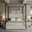 Modern Luxury Metal Canopy Bed With Tall Upholstered Headboard And Four Poster-320122019-311734353