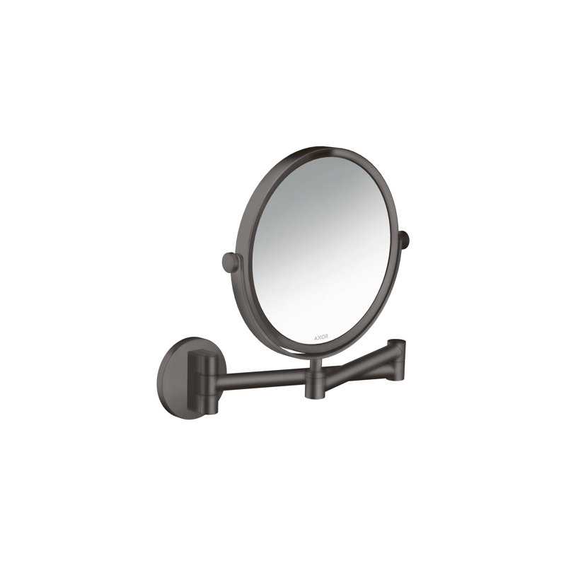 Universal Circular Round Metal Wall Mirror, Brushed Black Chrome