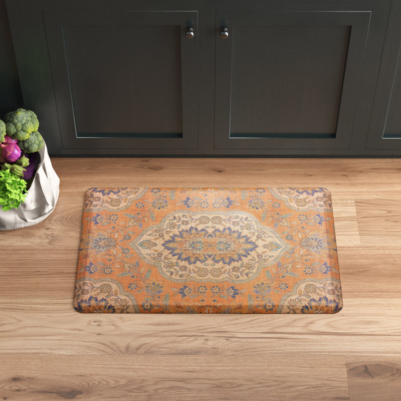 Caulkins Bohemian Floral Water Resistant Anti-Fatigue Non-Skid Kitchen Mat, Rectangle 1'8" x 2'8"