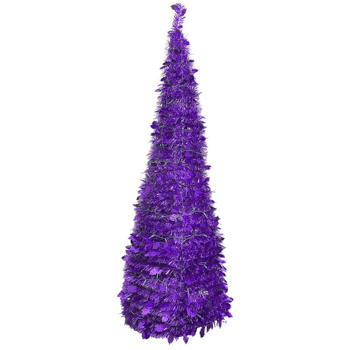 Northlight 4' Purple Tinsel Pop-Up Artificial Christmas Tree Unlit ...
