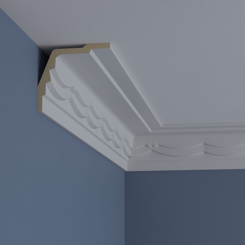 Primed Geometric Urethane Crown Moulding Sample, 12-inch