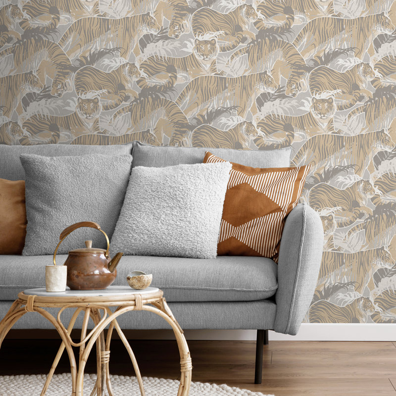 Papier peint Tiger Squad, Beige