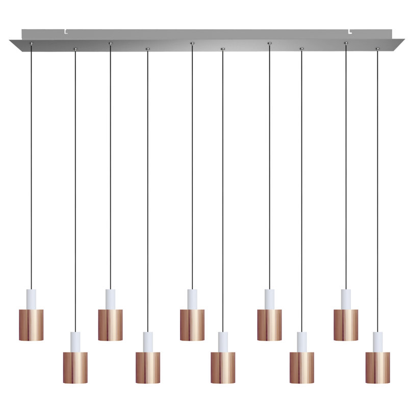 Luminaire suspendu en pot à 10 lumières DEL Essoura, Blanc / Cuivre
