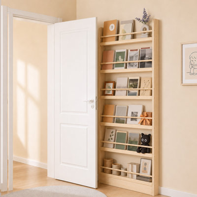 Bibliothèque échelle en bois à 6 niveaux, grande étagère de rangement pour petits espaces, organisateur de support industriel moderne à bibliothèque mince pour la maison, le bureau, le salon, la chambre à coucher