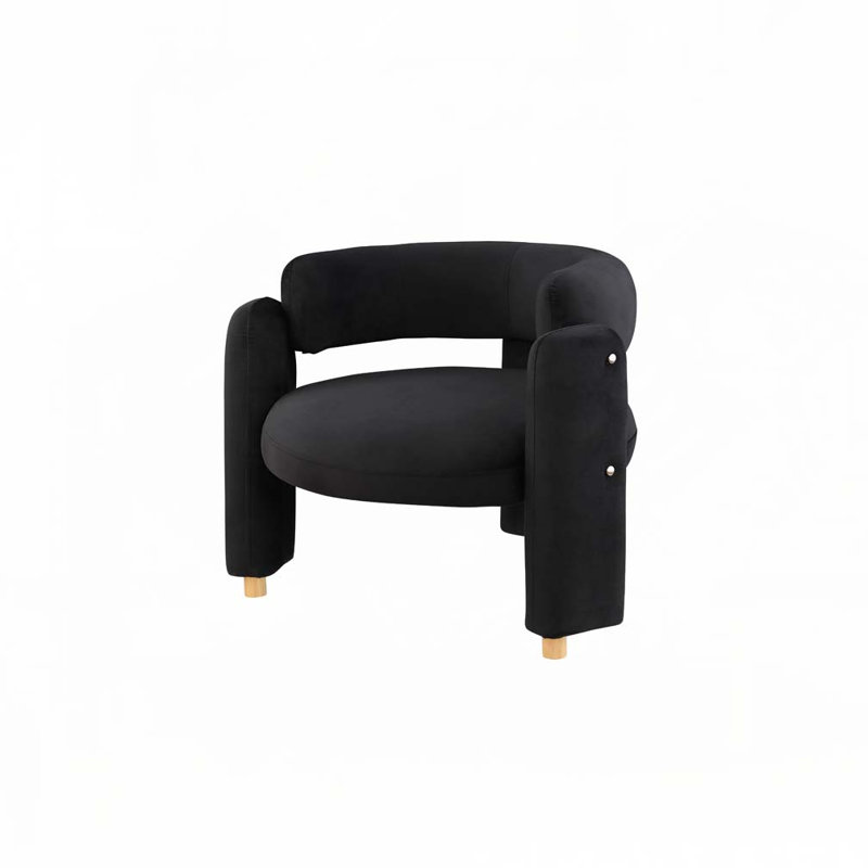 Fauteuil d'appoint rembourré en tissu Chetanna, Black Fabric