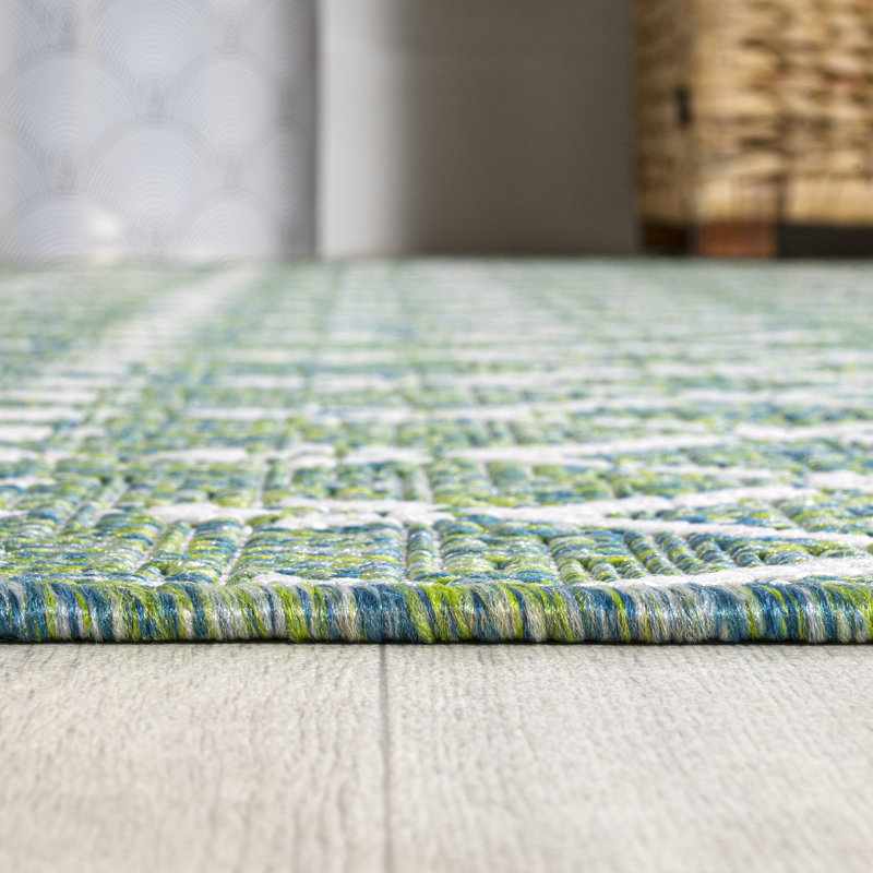 Tapis d'intérieur / extérieur Crompton, Vert/crème, Rectangle 3 pi 1 po x 5 pi