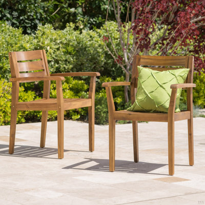 Ensemble de chaises de salle à manger STAMFORD, ensemble de 2 chaises de patio en bois d'acacia