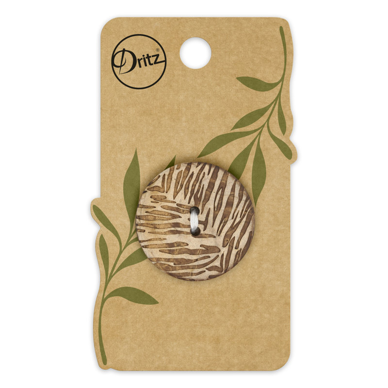 Dritz Sustainable Coconut Round Button, 30mm, Light Brown, 3 Buttons