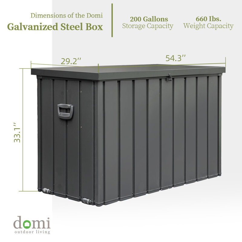 Domi Louvered Deck Box 200 Gallons Water Resistant Lockable with Wheels, Dark Gray