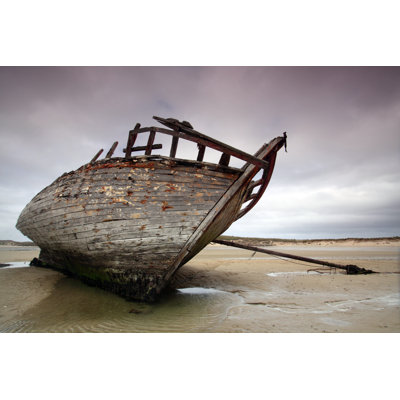 Wreck At Bunbeg Beach by Kristina_CH - Wrapped Canvas Print