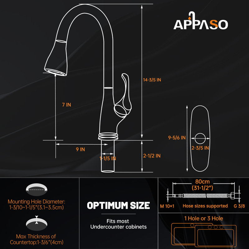 APPASO Pull Down Kitchen Faucet, Matte Black