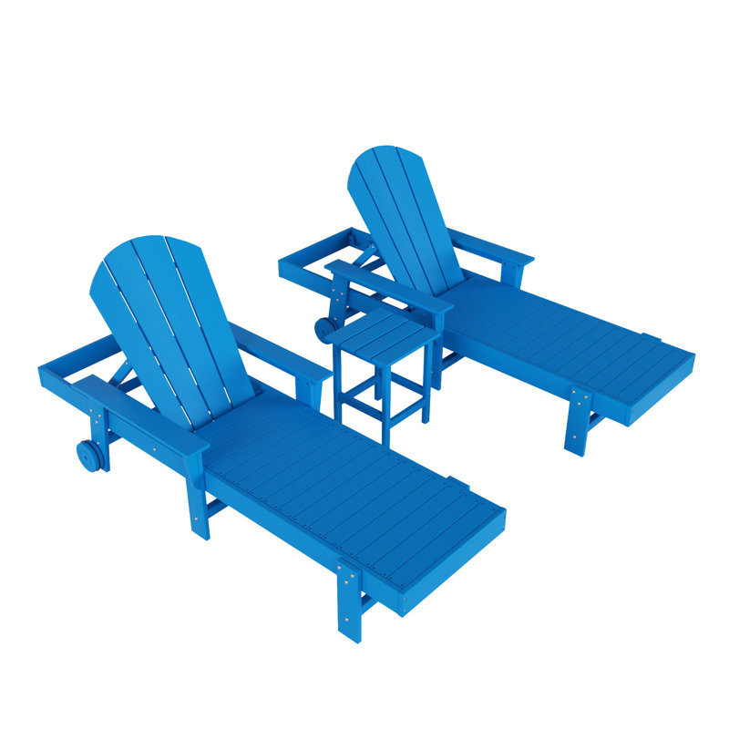 Laguna Outdoor Chaise Lounge Set with Table, Pacific Blue