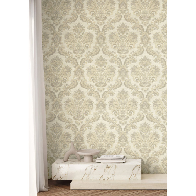 Tarn Floral Damask Wallpaper, Light Beige