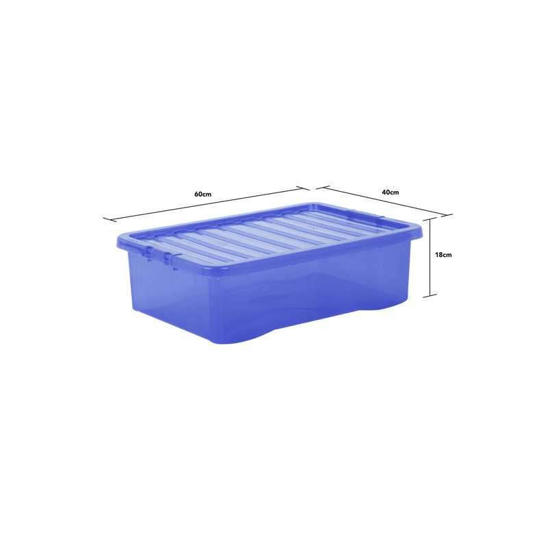 Wham Crystal 45L Plastic Storage Boxes Set of 5 Tint Spectrum Blue