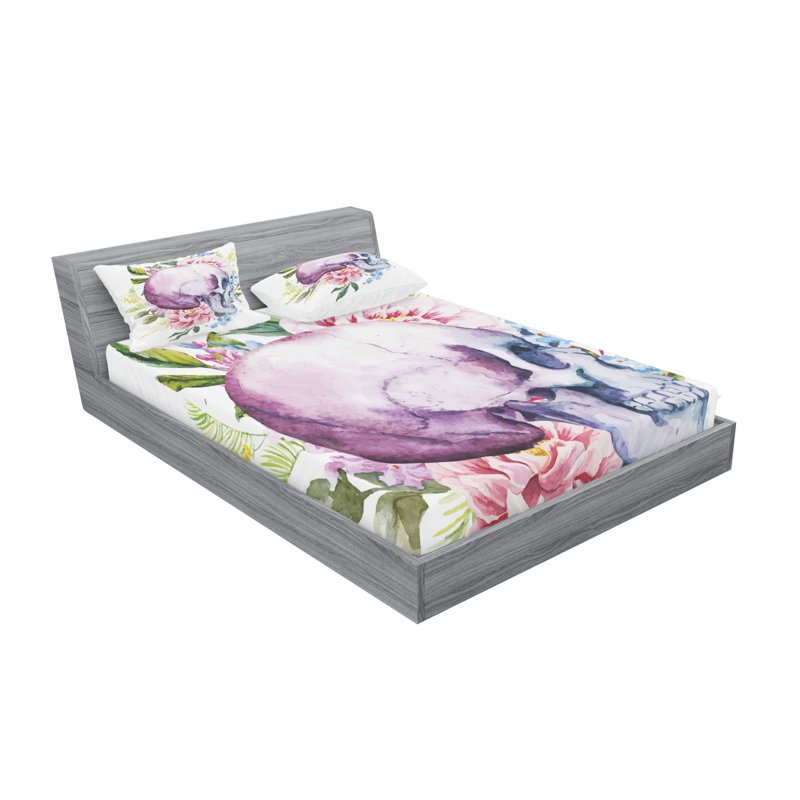 Ensemble de draps à fleurs mortes, Ensemble de draps pour lit double avec un drap-hou