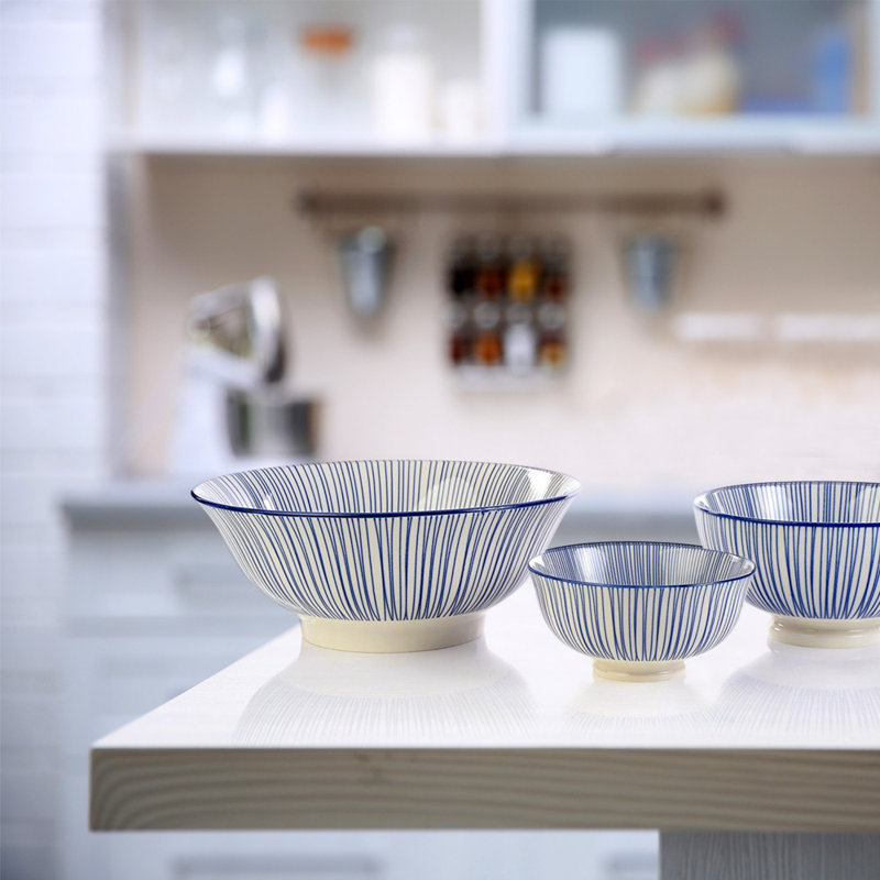 Rosso Ceramic Decorative Bowl, White/Blue