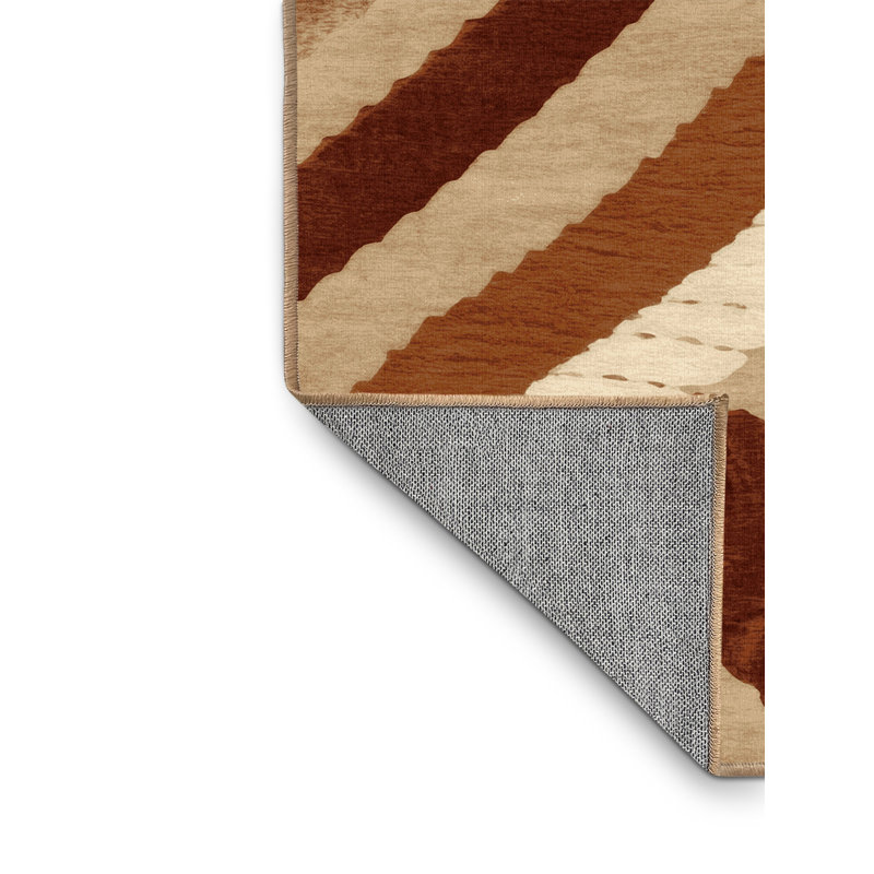 Machine Washable Takengon Battle Ropes Training Modern & Contemporary Geometric Rug in Brown – LightBrown Binding, 6x9