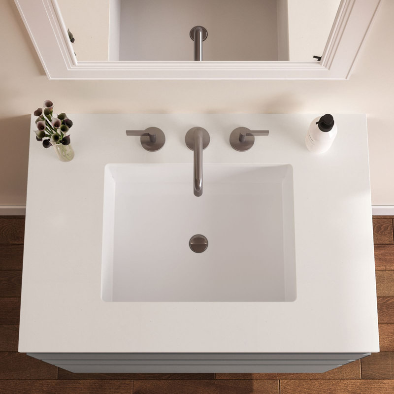 Curated Cartesian 31" Double Bathroom Vanity Set, Quartz White, Matte Gray, 25" Width