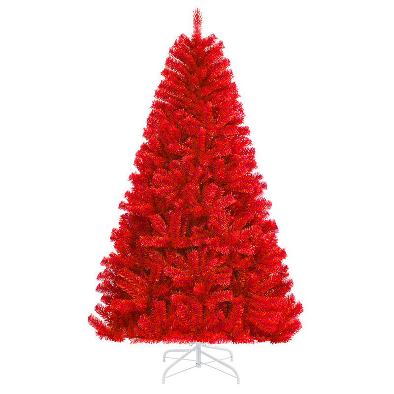 Arbre de Noël artificiel rouge 6 pi avec base pliable