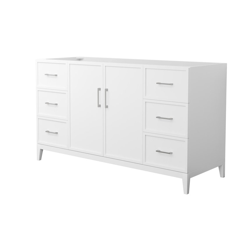 Elan 59'' W Single Bathroom Vanity Base, White/Brushed Nickel