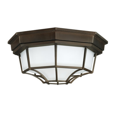Plafonnier encastré d'extérieur 2 lumières Old Bronze