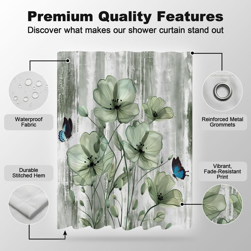 Shower Curtains with Hooks Included