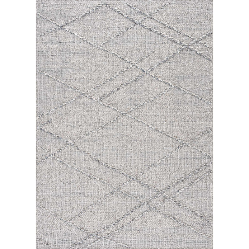 Helmsley Geometric Outdoor Gray Area Rug, Rectangle 5' x 7'