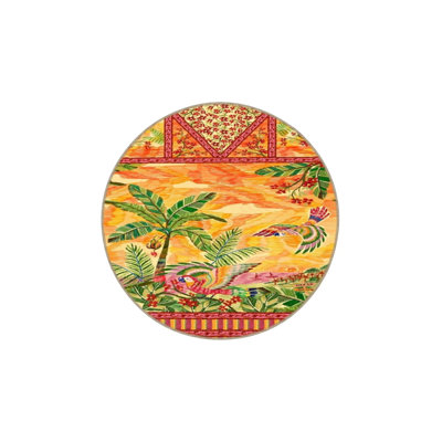 Alma Yellow Floral Washable Indoor/Outdoor Area Rug