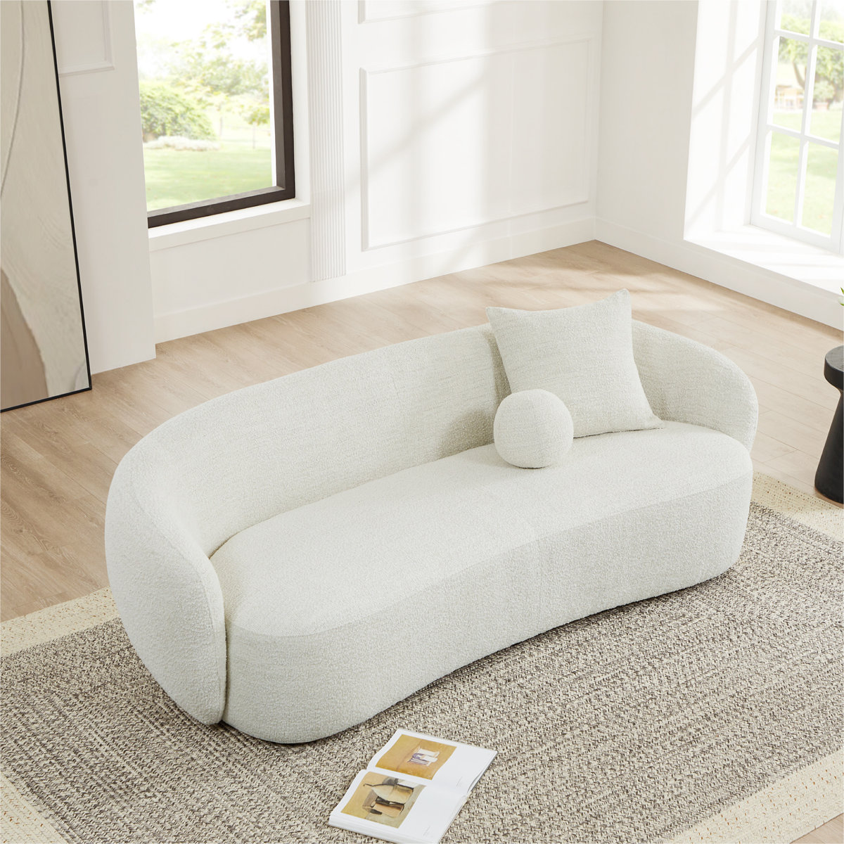 Ivy Bronx Heidemaria 89 Boucle Upholstered Curved Sofa Wayfair