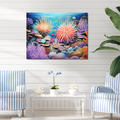 «Blue and Mauve Crown of Anemone», reproduction d'art sur toile plage et océan