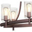  Red Barrel Studio® 2026-79 Regina 6-Light Indoor Antique Bronze Hanging Linear Island Chandelier with Clear Glass Cylinder Shades