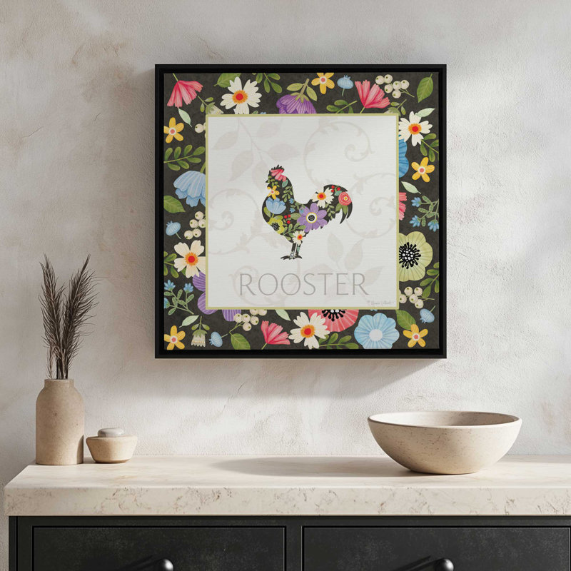 Spring Farm Rooster by Annie LaPoint Art Print, Toile avec cadre, L 20 po x H 20 po, Érable