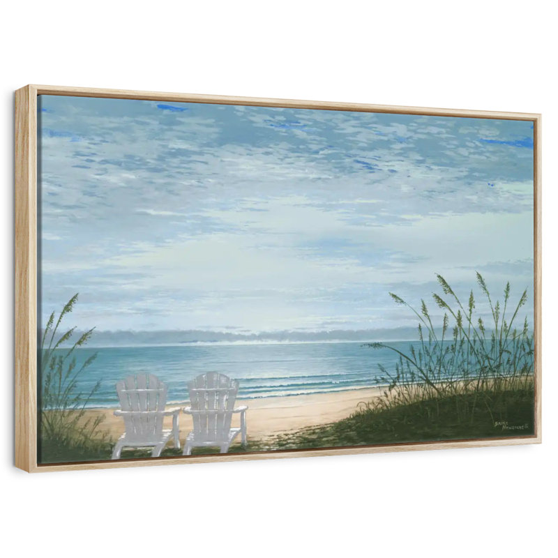 Chaises de plage sereines, 19 po x 13 po, Cadre flottant en bois naturel