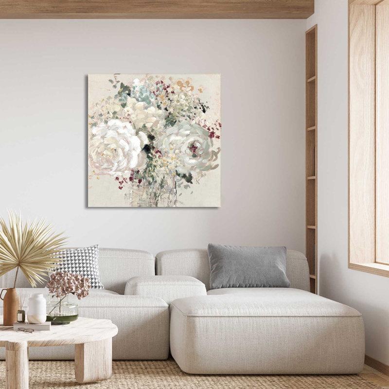 Paix florale - Peinture, L 18 po x H 18 po, Toile tendue